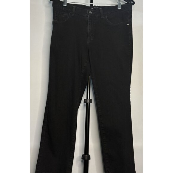 Lee Womens Black Relaxed Fit Straight Leg Jeans Denim Size 10 Petite 5 Pocket - Picture 5 of 13